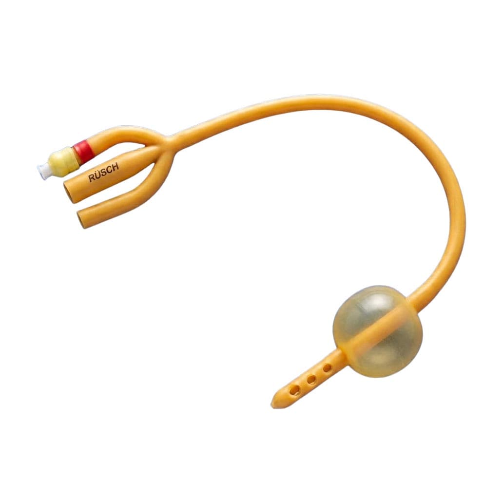Teleflex Gold Silicone Coated 3-Way Foley Catheter, 5-15 mL, 16 Fr, 16" - Box of 10 - Image 1