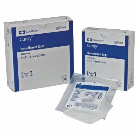 Curity Oil Emulsion Impregnated Dressing, Mesh Knitted Fabric, 3 x 8 Inch, Sterile - Package of 3 - Image 1