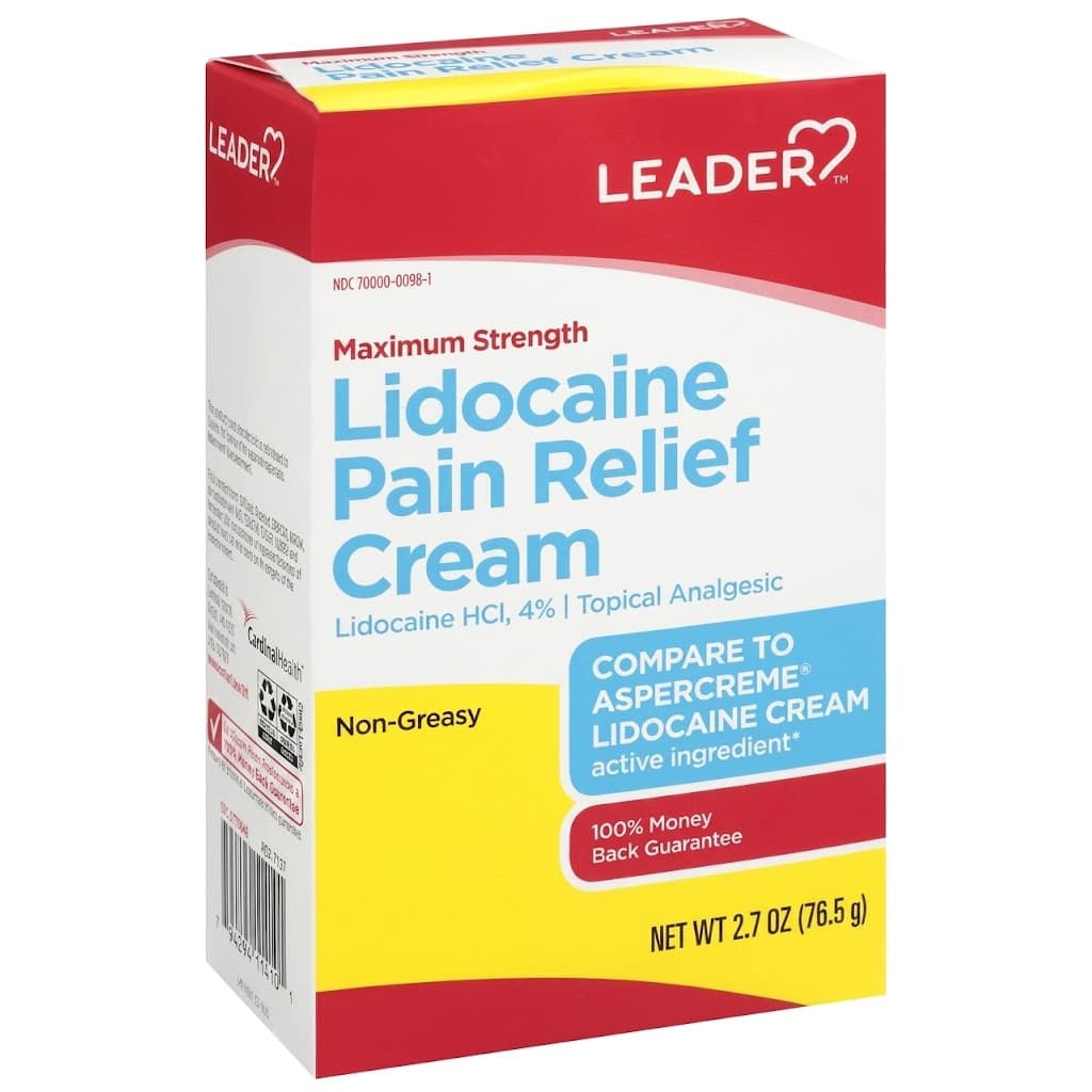Leader Maximum Strength Pain Relief, Lidocaine 4% Cream, 2.7 oz - Each - Image 2