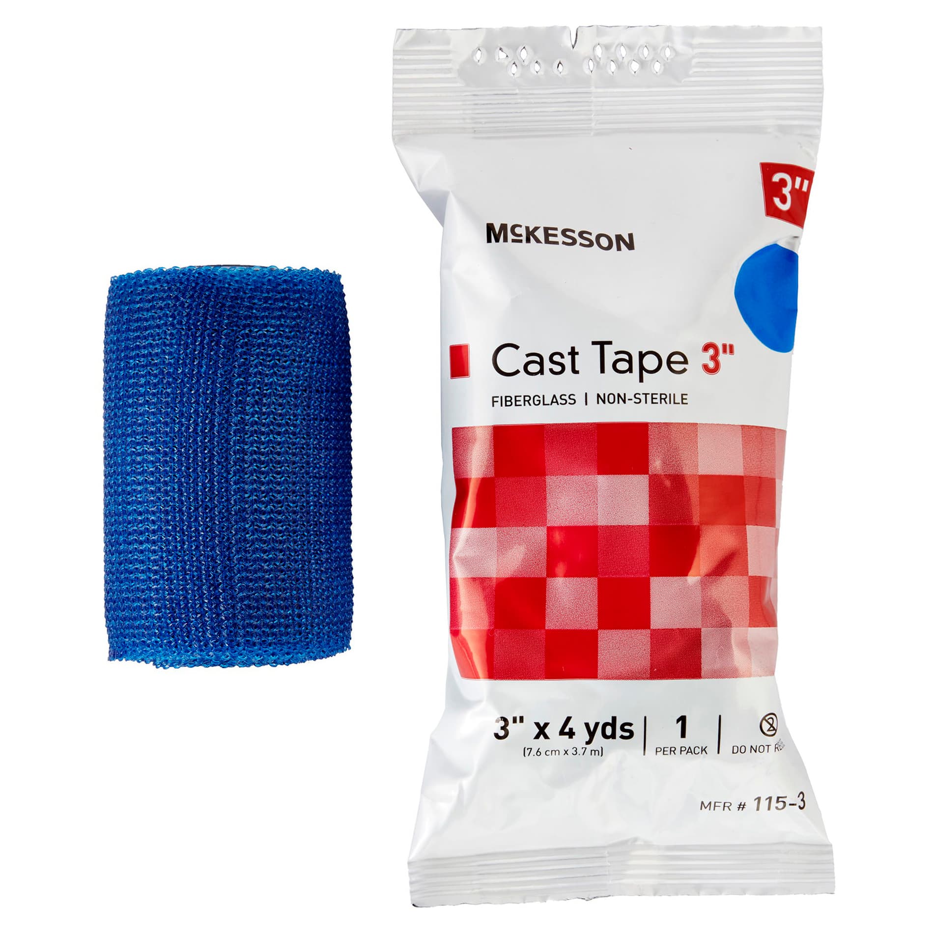 McKesson Fiberglass Cast Tape, Blue, 3 Inch x 4 Yard - Box of 10 - Image 1