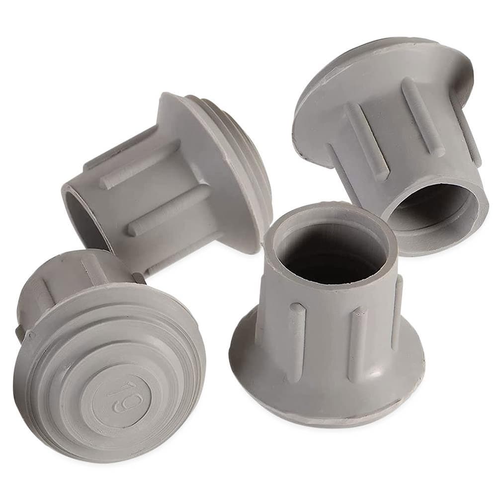 HealthSmart 1" Walker Tips, Gray, Rubber Replacement Feet - Box of 4