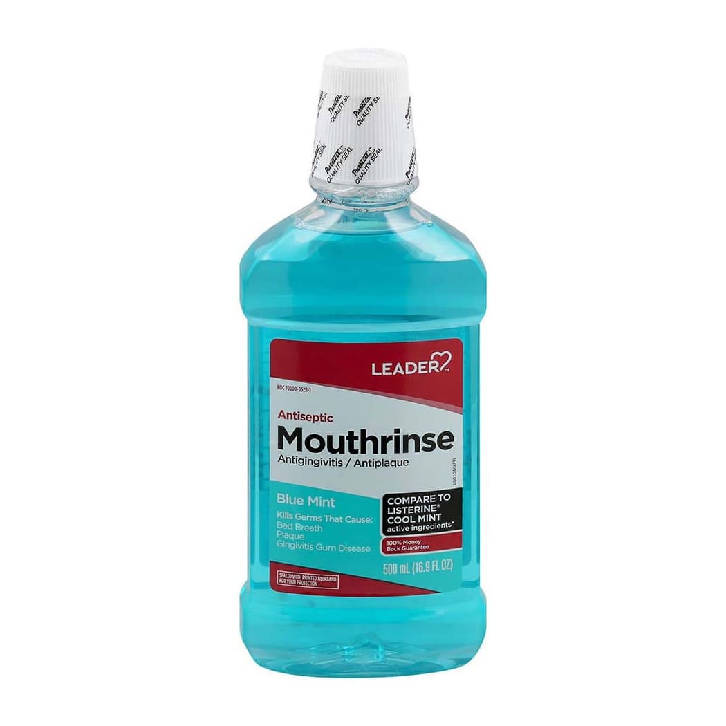 Leader Antiseptic Mouth Rinse, Blue Mint, 16.9 oz - Each - Image 1