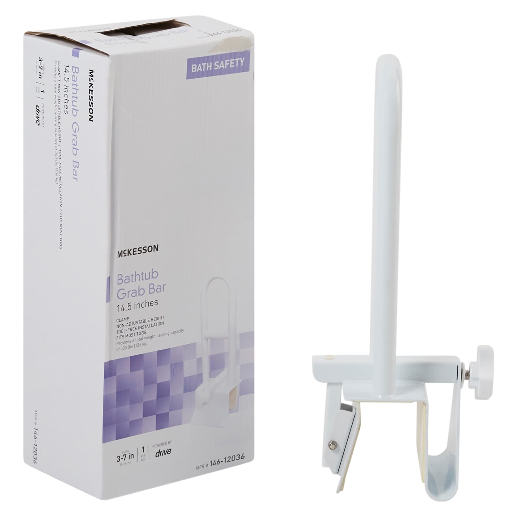 McKesson Smooth Handle Bathtub Grab Bar, White