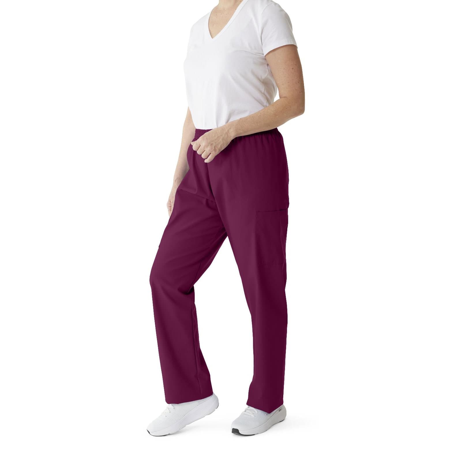 Medline ComfortEase Unisex 3-Pocket Cargo Pants with Elastic Waist, Extra Large, Wine - Each - Image 1