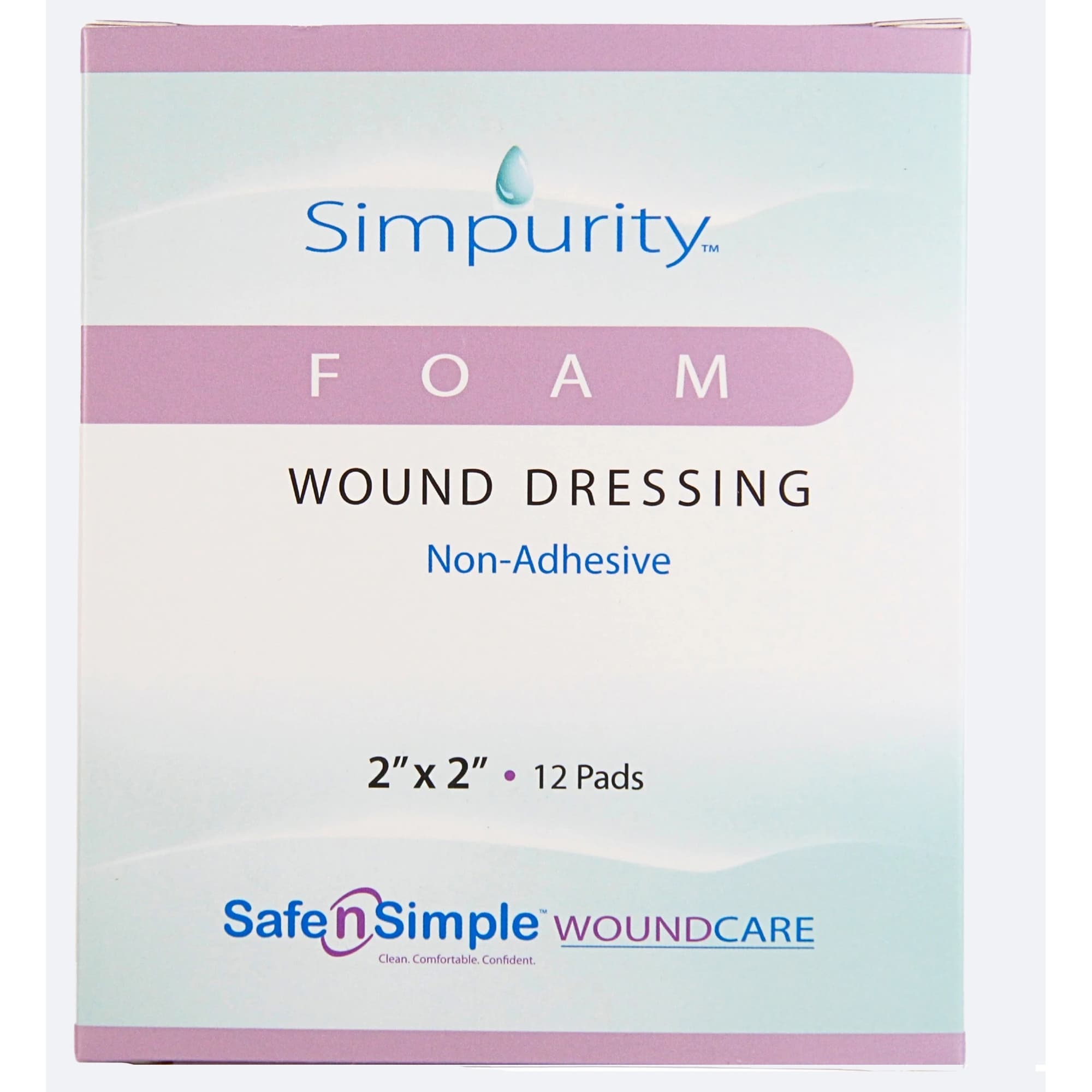 Simpurity Non-Adhesive Foam Wound Dressing, 2 x 2 Inch - Case of 192 - Image 1