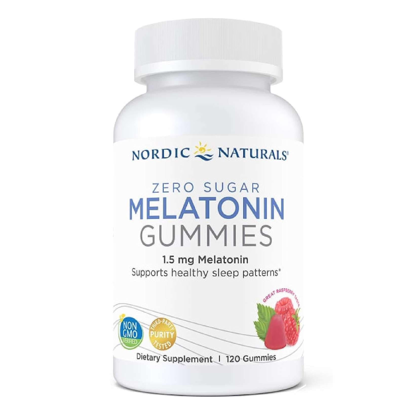 Nordic Naturals Zero Sugar Melatonin Gummies, Raspberry - Bottle of 60