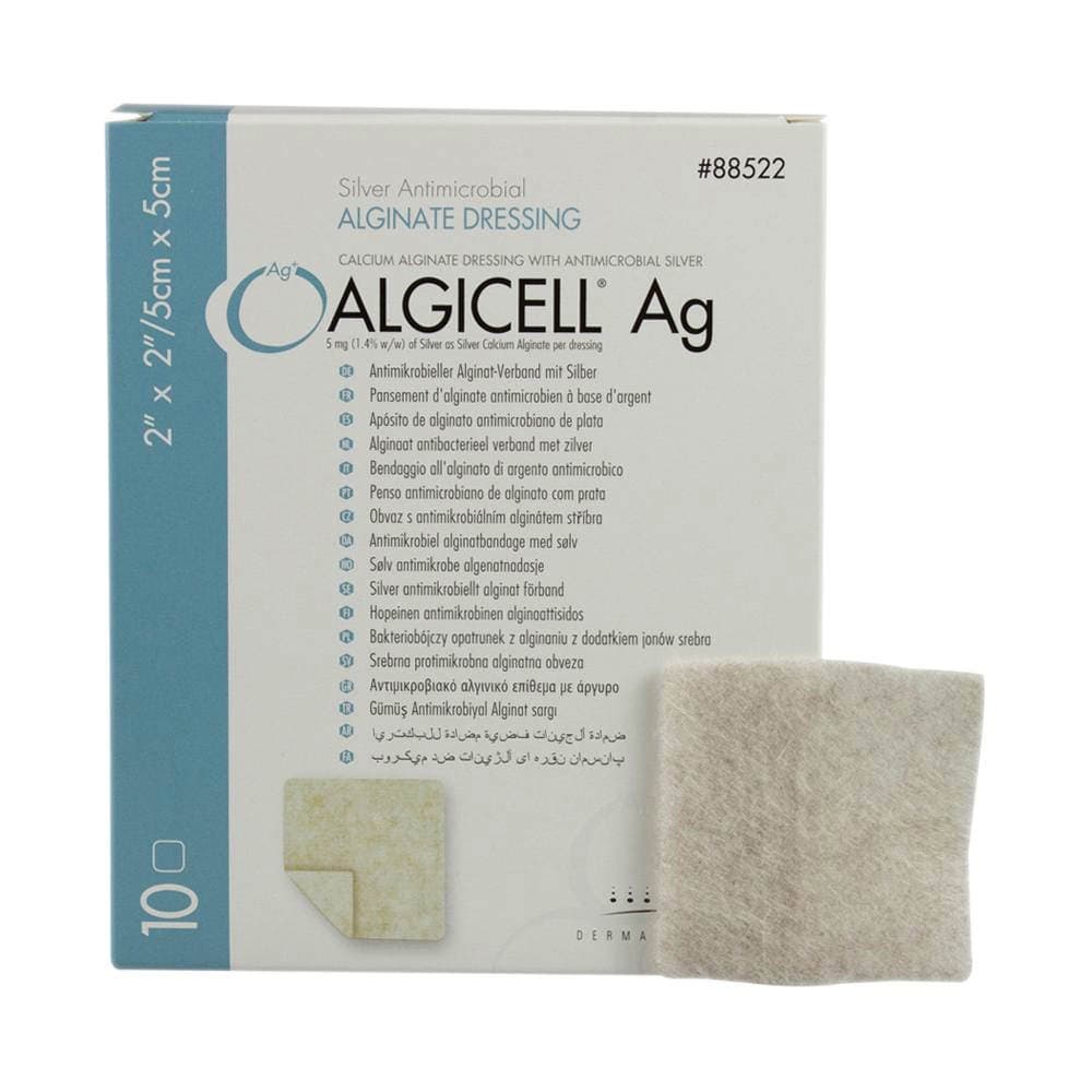 Algicell Ag Silver Calcium Alginate Wound Dressing, 2 x 2 Inch - Box of 10 - Image 1