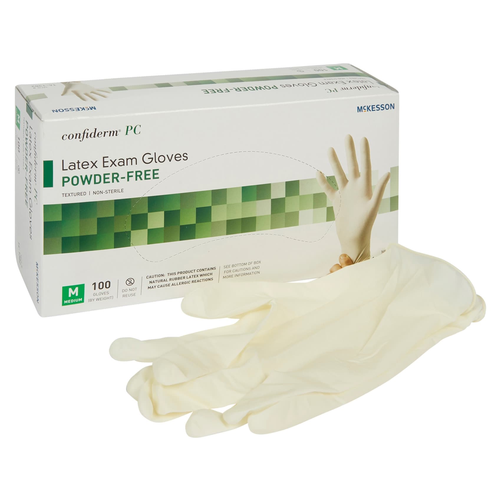 McKesson Confiderm PC Latex Powder Free Exam Gloves, Ivory, Medium - Box of 100 - Image 1