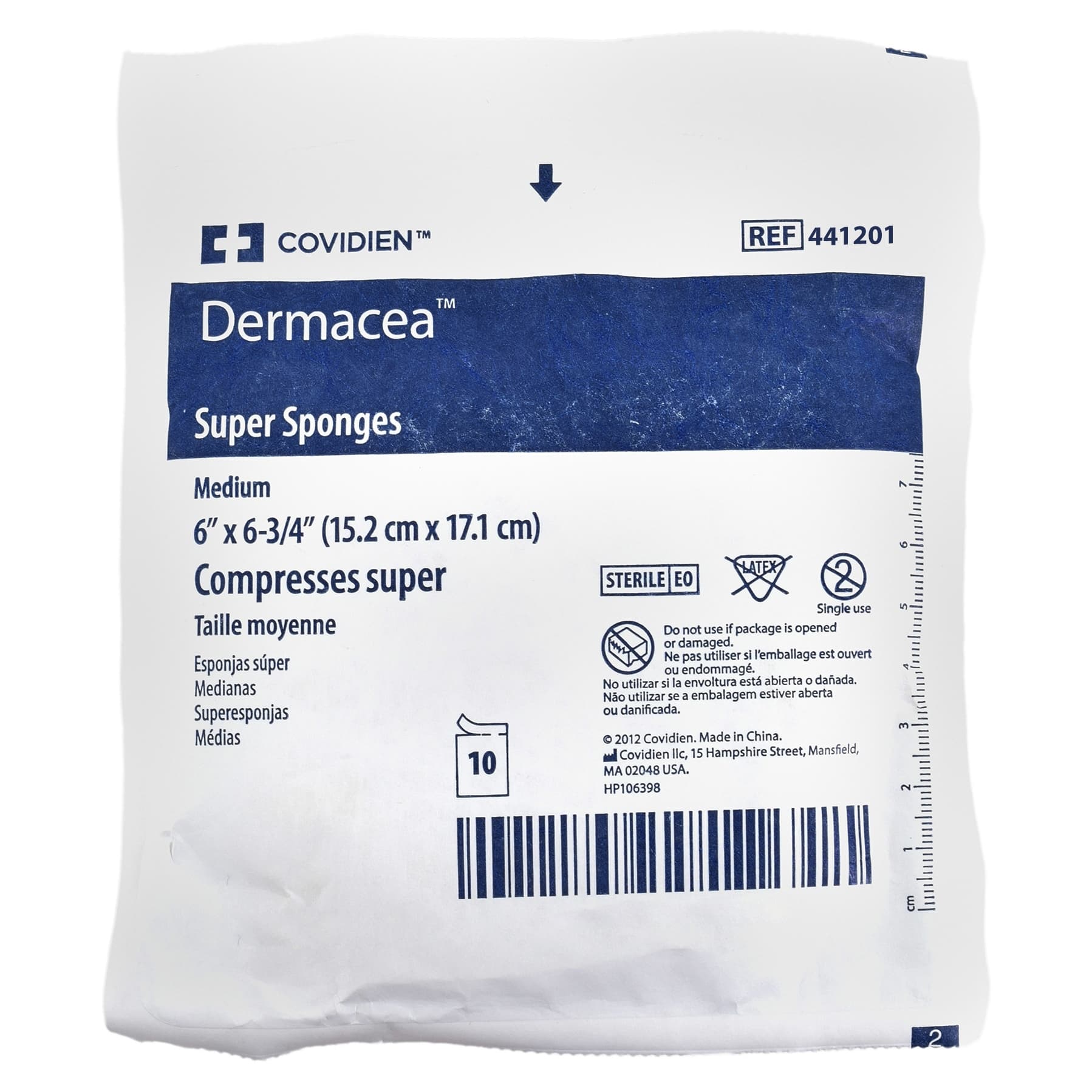 Dermacea Super Sponges, Sterile 2s, Medium, 6 x 6.75 Inch - Each - Image 1