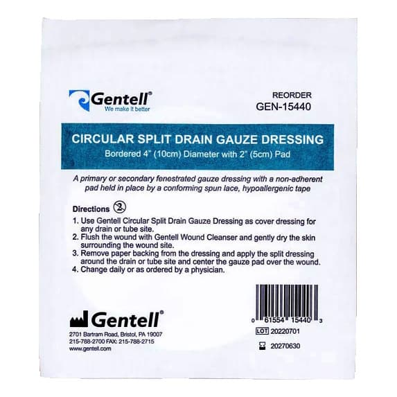 Gentell Circular Split Drain Gauze Dressing - Each - Image 1