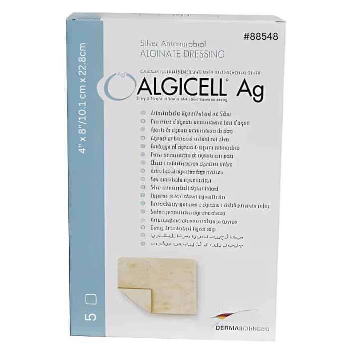 Algicell Ag Silver Calcium Alginate Wound Dressing, 4 x 8 Inch - Box of 5 - Image 1