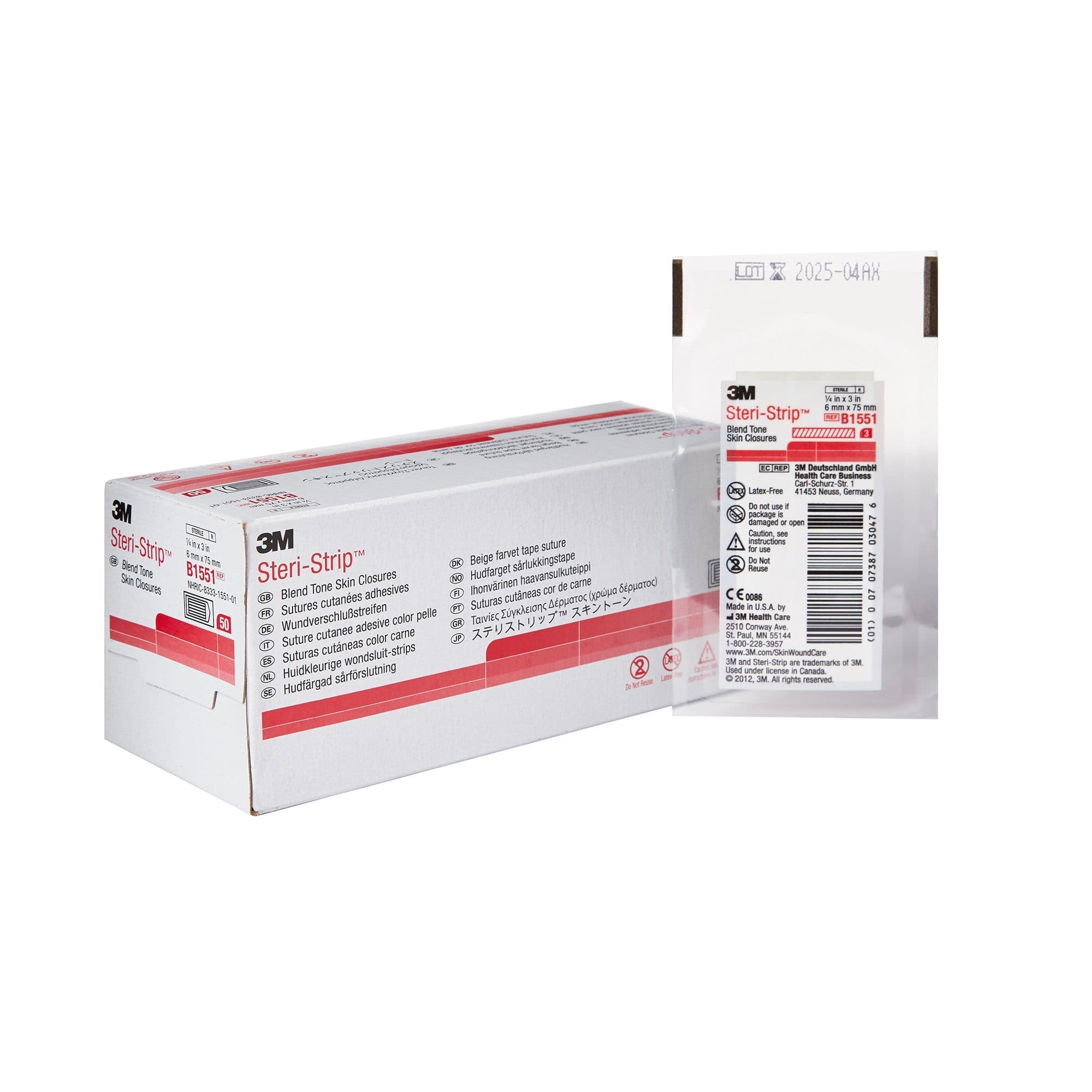 3M Steri-Strip Blend Tone Skin Closure Strip, 3" x 1/4", Tan - Each - Image 1