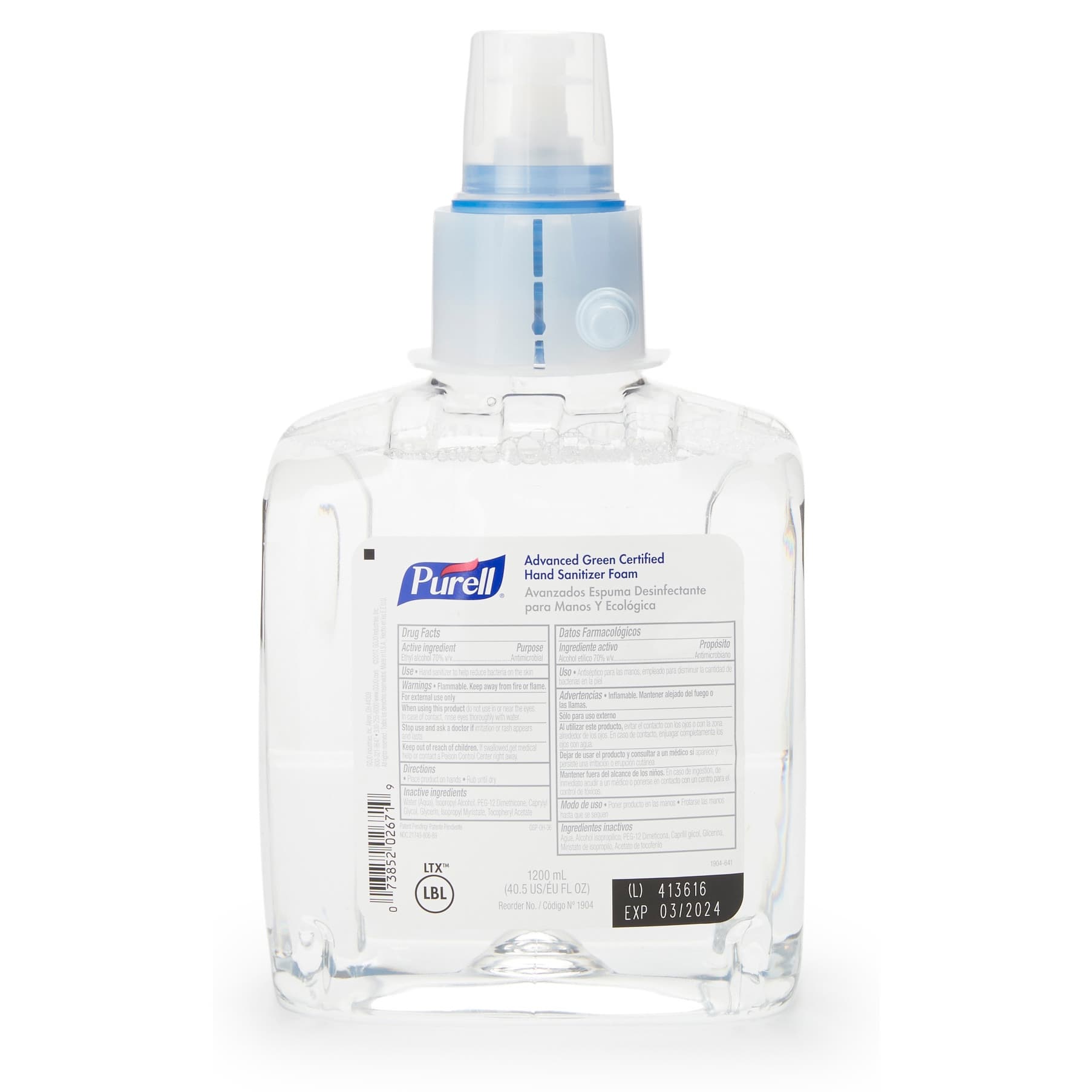 Purell Advanced Green Certified Hand Sanitizer Foam LTX 12 Dispenser Refill Bottle - Image 1