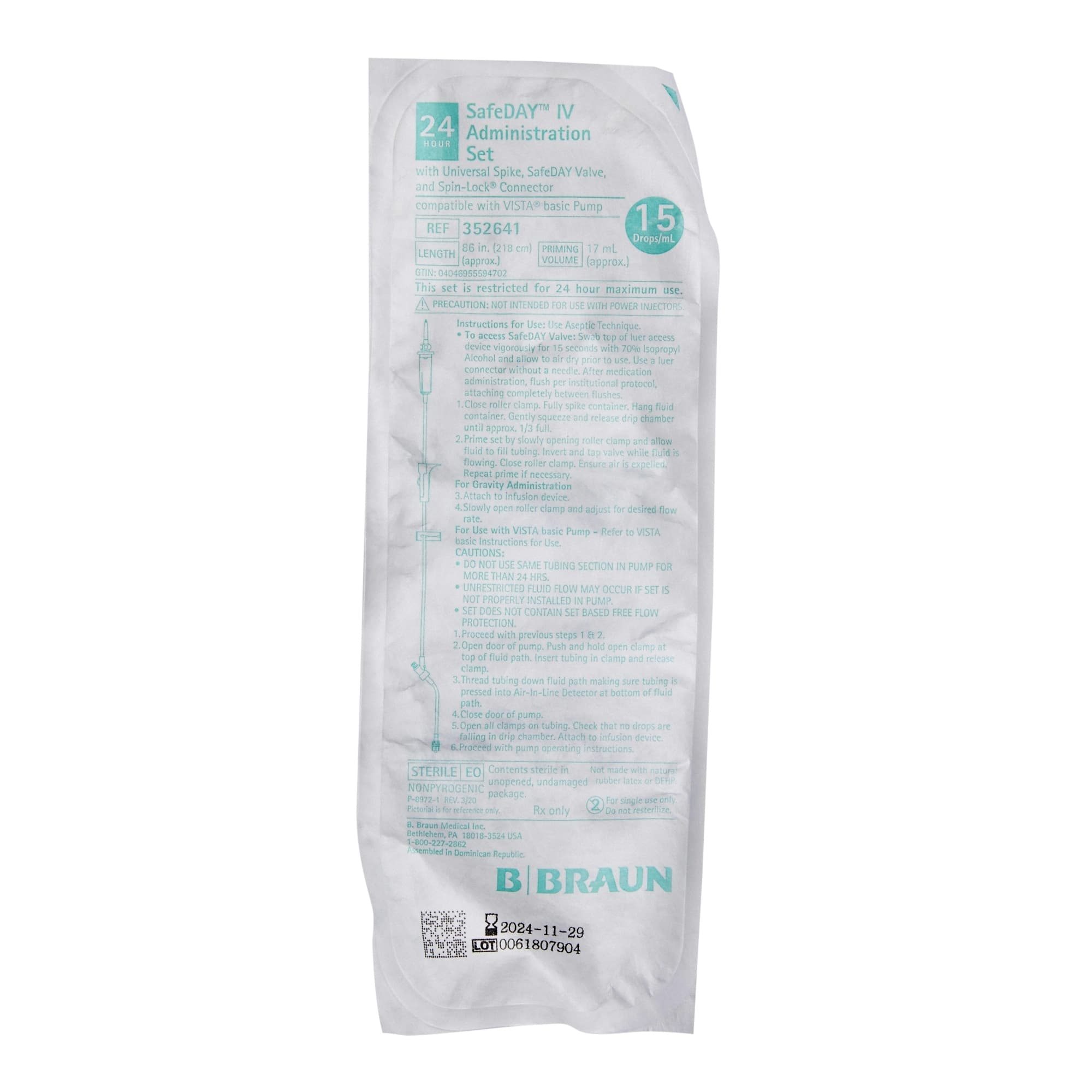 B. Braun Primary Gravity IV Set with 1 SafeDAY Injection Site - Image 2
