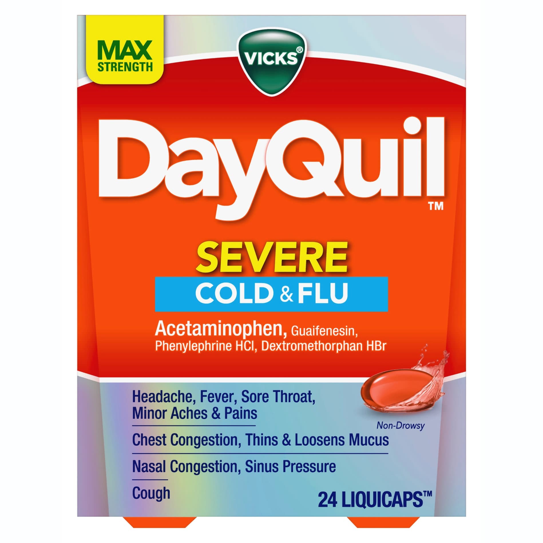 Vicks DayQuill Severe Cold and Flu Relief - Carton of 24 - Image 1