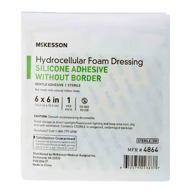 McKesson Hydrocellular Silicone Gel Adhesive Foam Dressings without Border, 6" x 6" - Each - Image 1