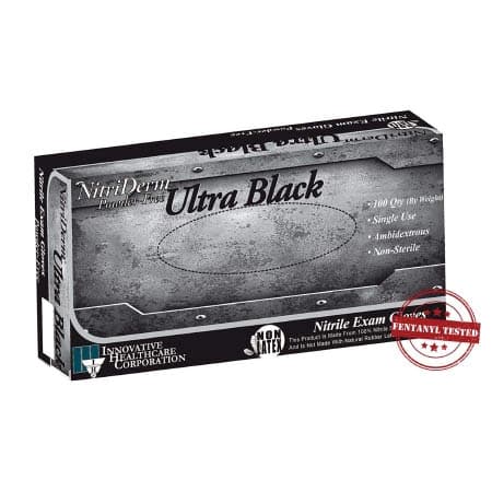 NitriDerm Ultra Black Nitrile Exam Gloves, Large - Box of 100 - Image 1