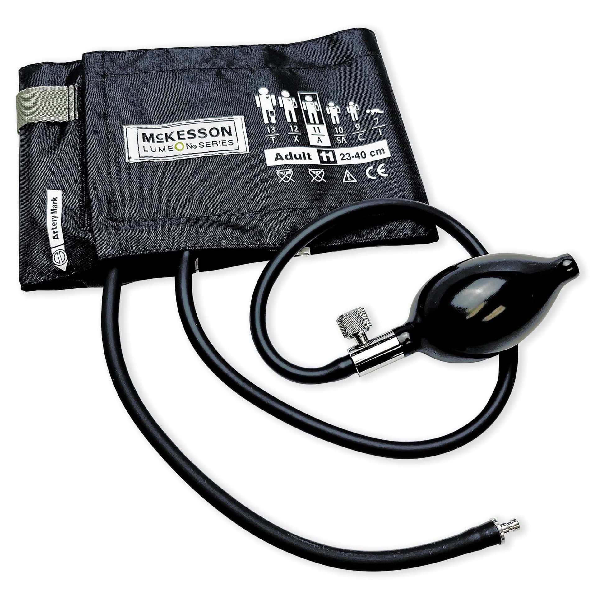 McKesson LUMEON Adult Arm Blood Pressure Cuff and Bulb, Medium Black Cuff - Image 1