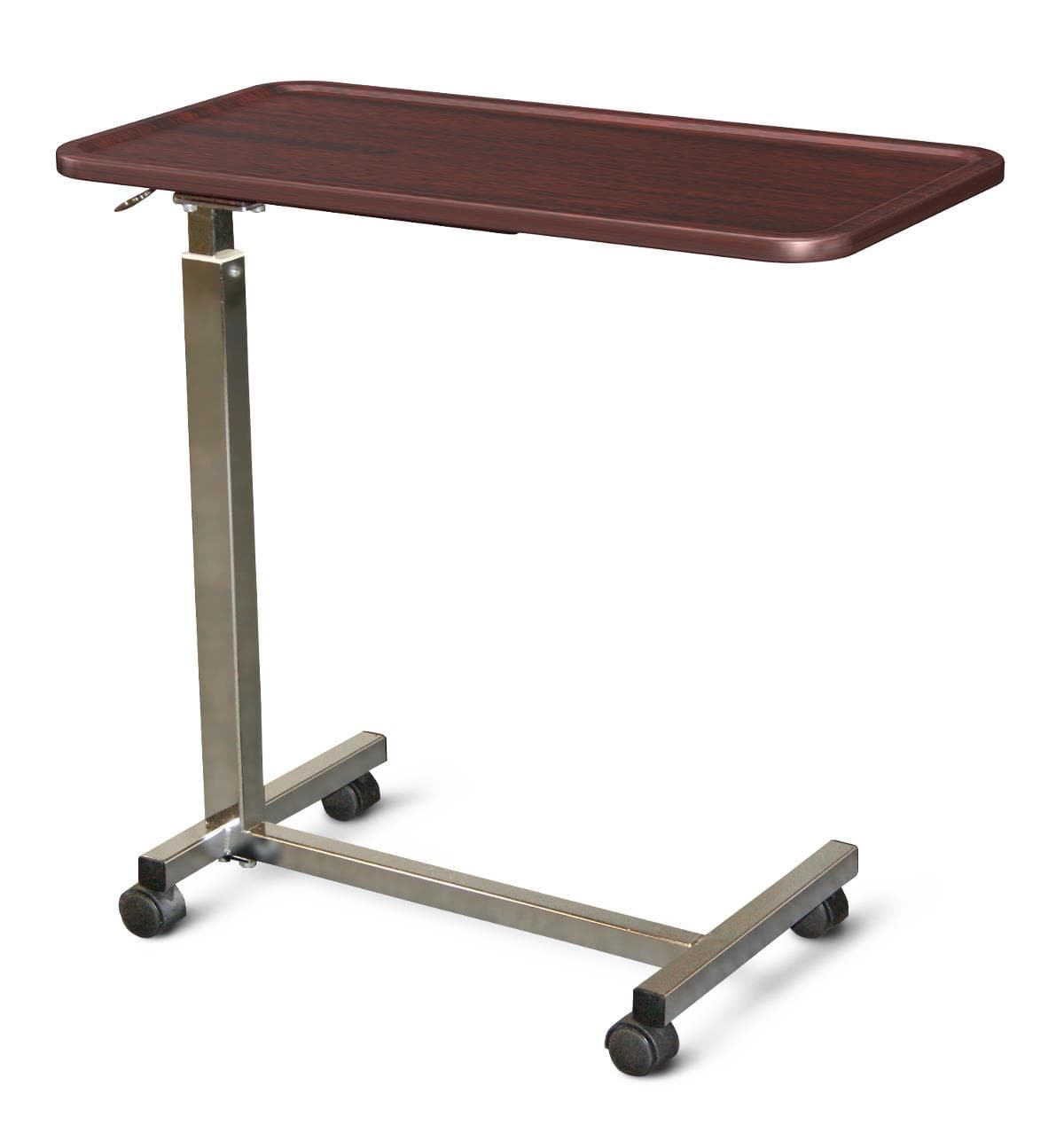 Medline At Home 150 Series Thermofoil Surface Overbed Table, Mahogany - Image 1