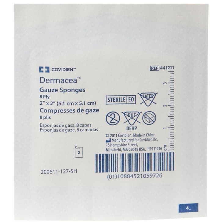 Covidien Dermacea Gauze Sponge, 8-Ply, 2 x 2 Inch, Sterile - Each - Image 1