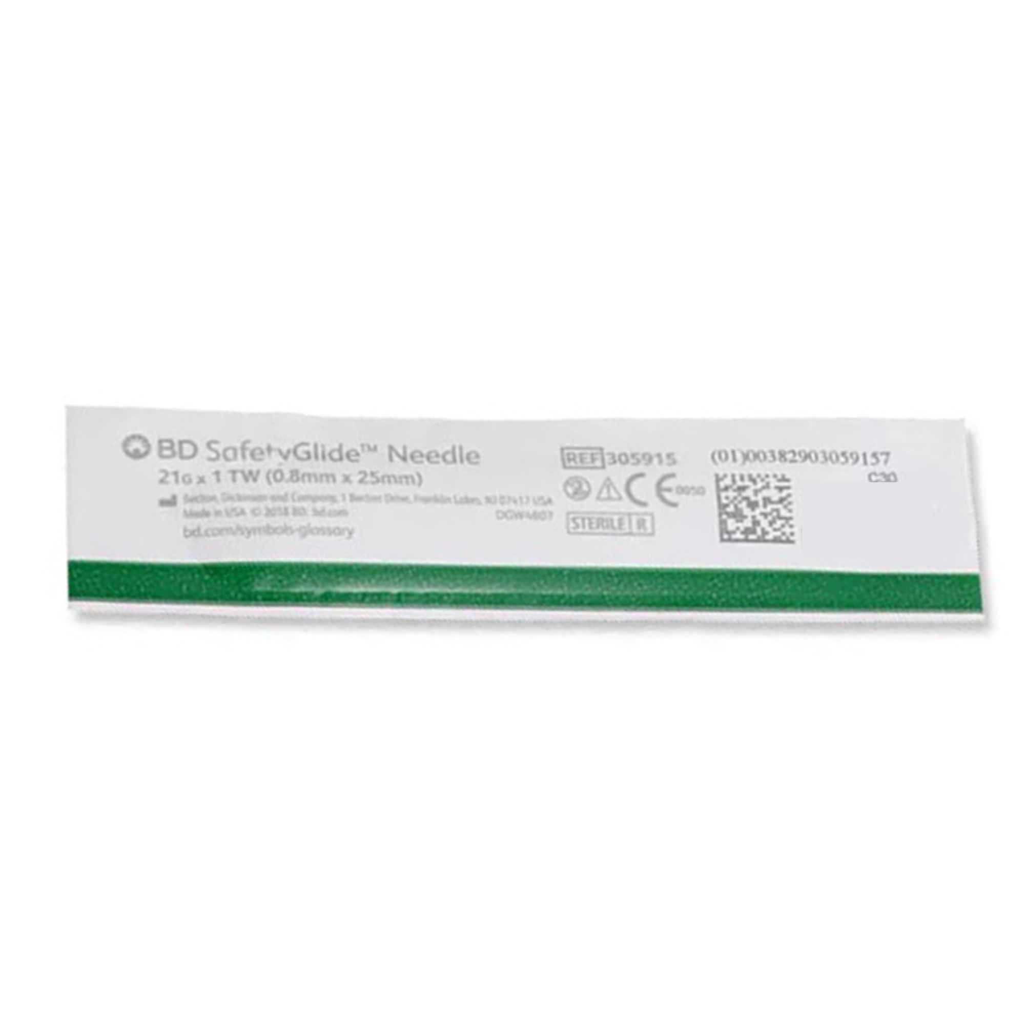 BD SafetyGlide Hypodermic Needle, 21 Gauge, 1 Inch - Each - Image 1