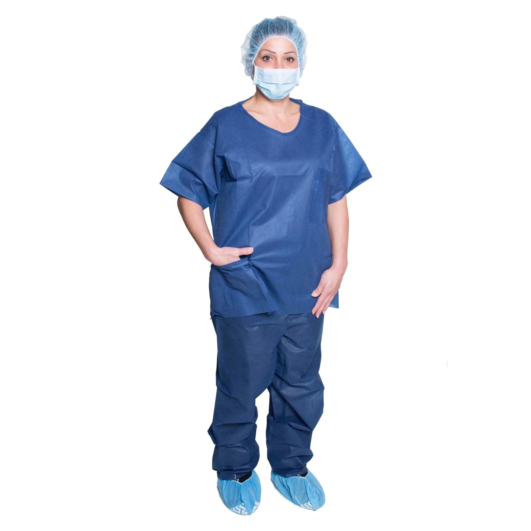 Dukal Scrub Shirt, Dark Blue, Large - Bag of 10 - Image 1