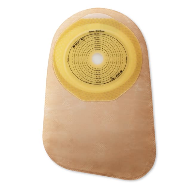 Premier 1-Piece Closed Ostomy Pouch with Flat SoftFlex Barrier and Filter, Beige, 1-3/16 Inch - Box of 30 - Image 1