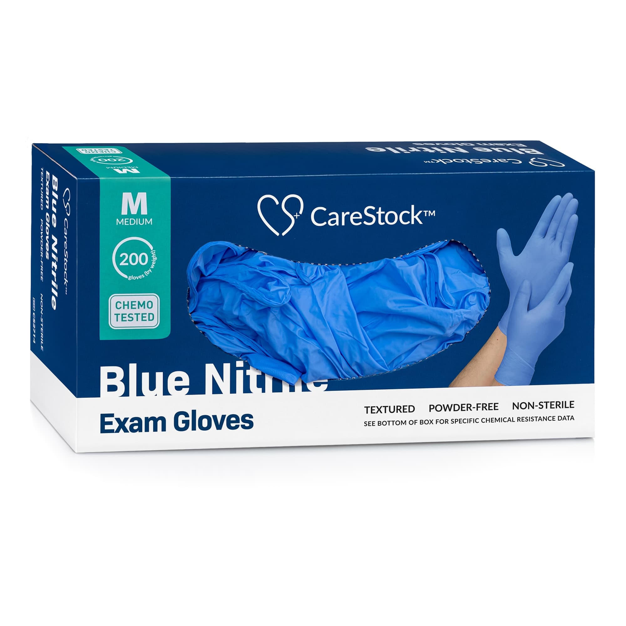 CareStock Blue Nitrile Exam Gloves, Medium - Case of 2000 - Image 1