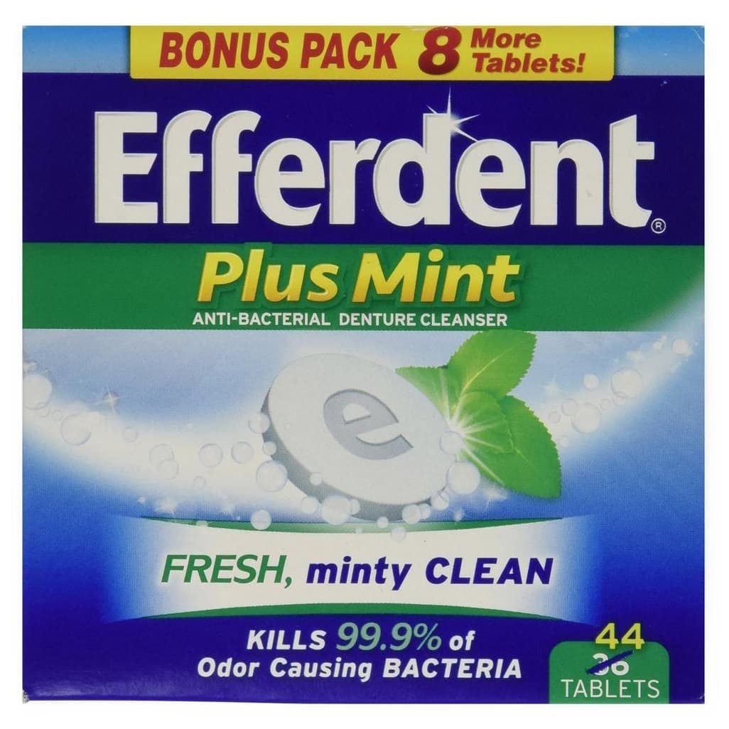 Efferdent Plus Mint Anti-Bacterial Denture Cleanser Tablets - Box of 44 - Image 1