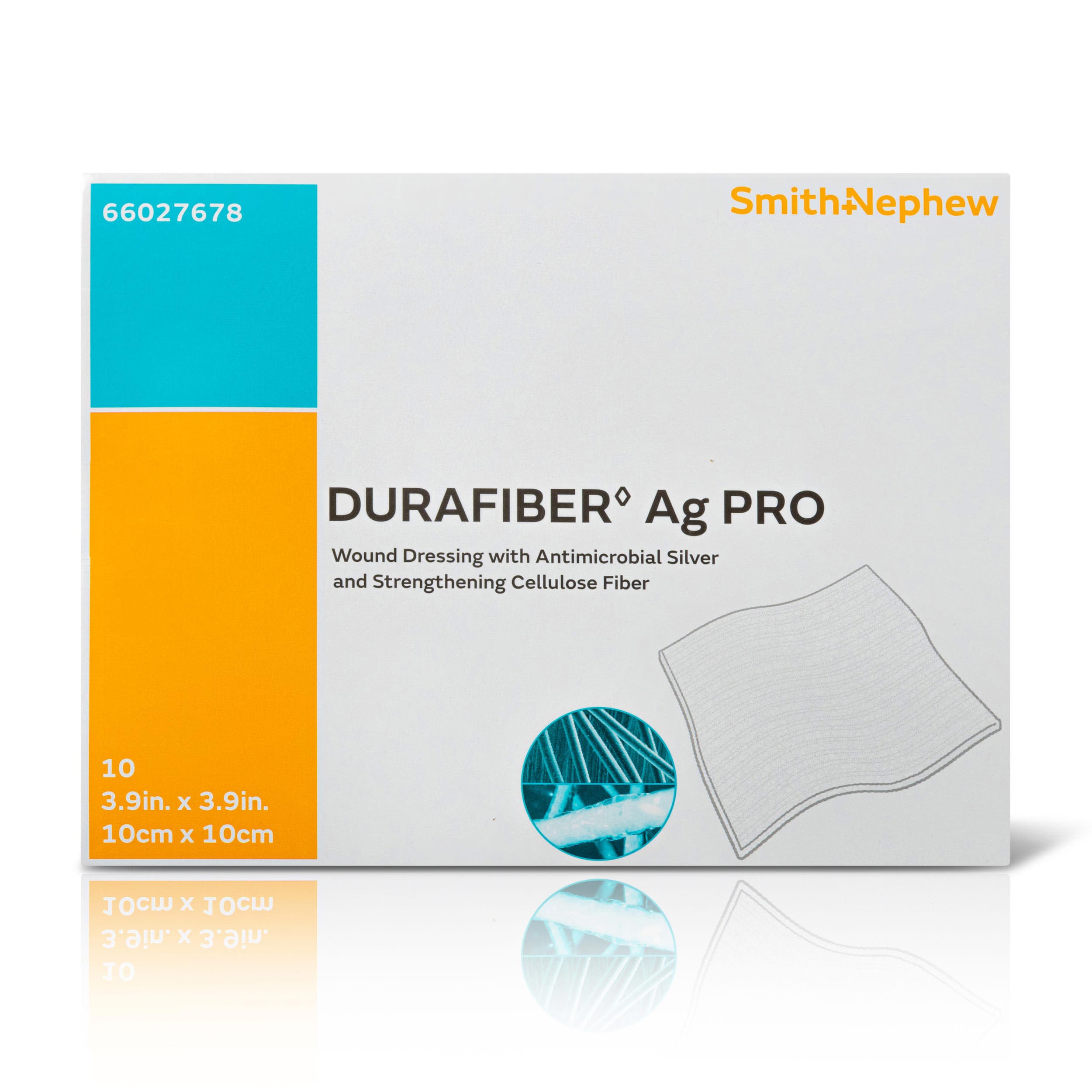 Smith & Nephew Durafiber Ag Pro Silver Gelling Fiber Dressing, 4 x 4 Inch - Box of 10 - Image 1