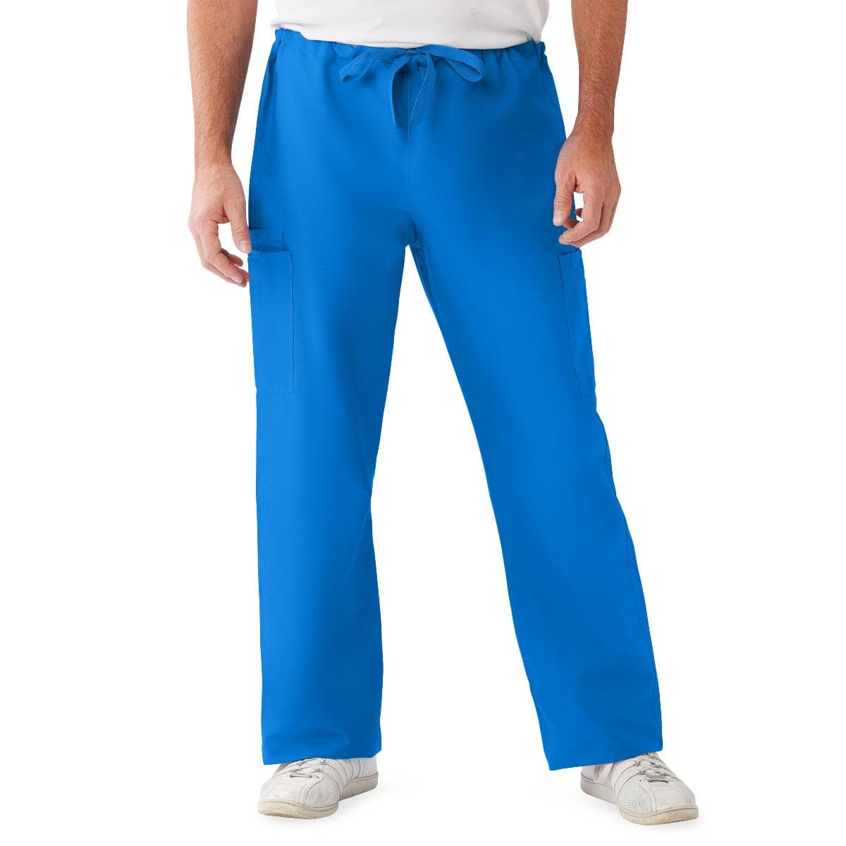 ComfortEase Unisex Nonreversible Drawstring Cargo Scrub Pants, XS Regular Inseam, Royal Blue - Image 1