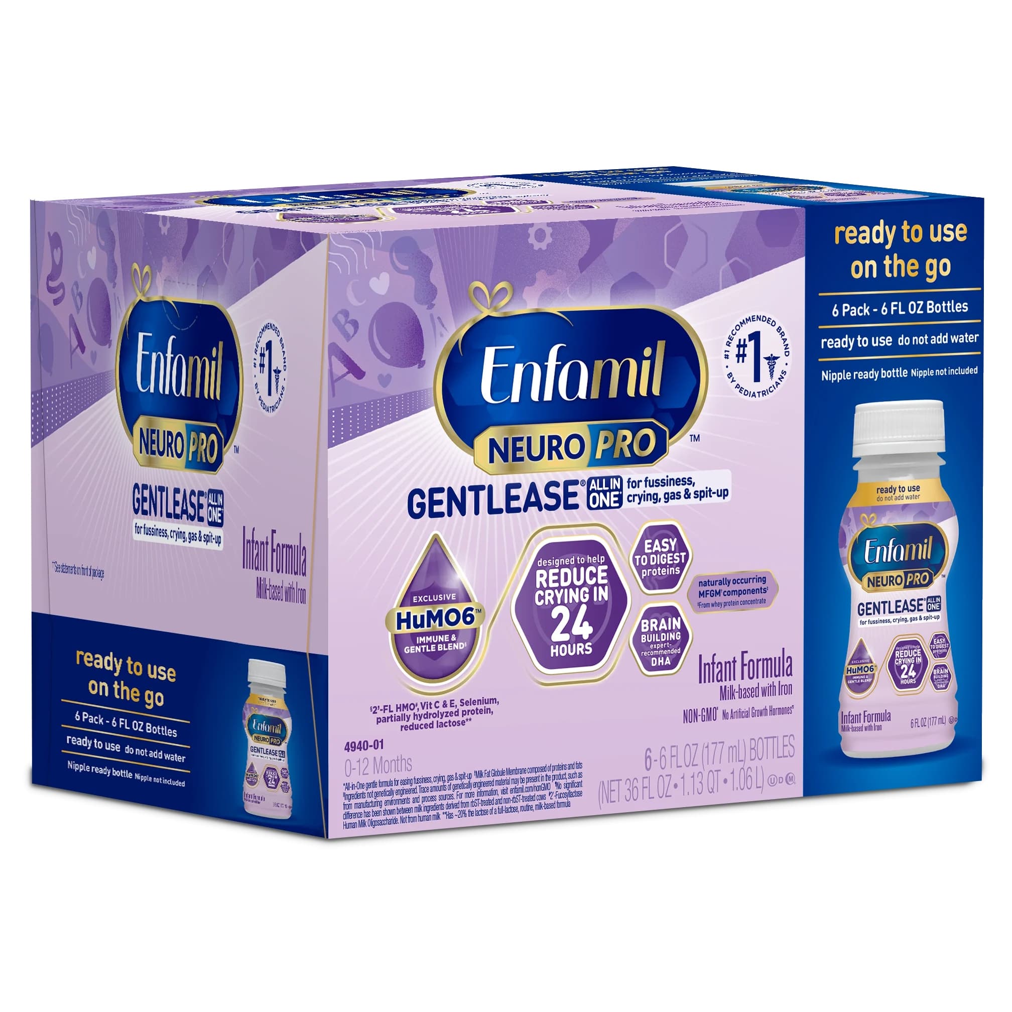 Enfamil NeuroPro Gentlease Ready to Use Infant Formula, 6 oz - Package of 6 - Image 1