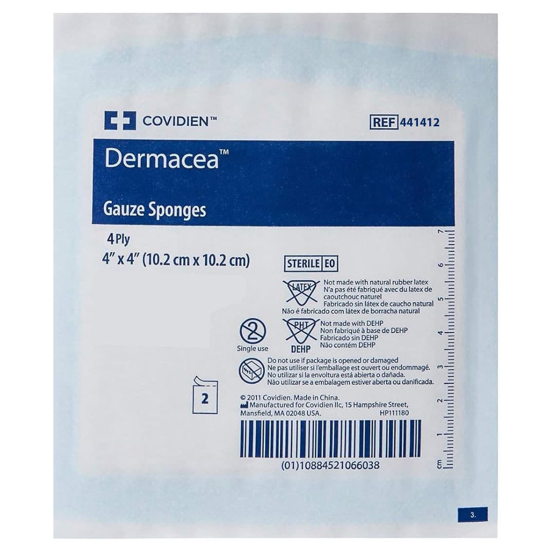 Dermacea 4 Ply Non-woven All-Purpose Sponges, 4 x 4 Inch, Sterile - Package of 2 - Image 1