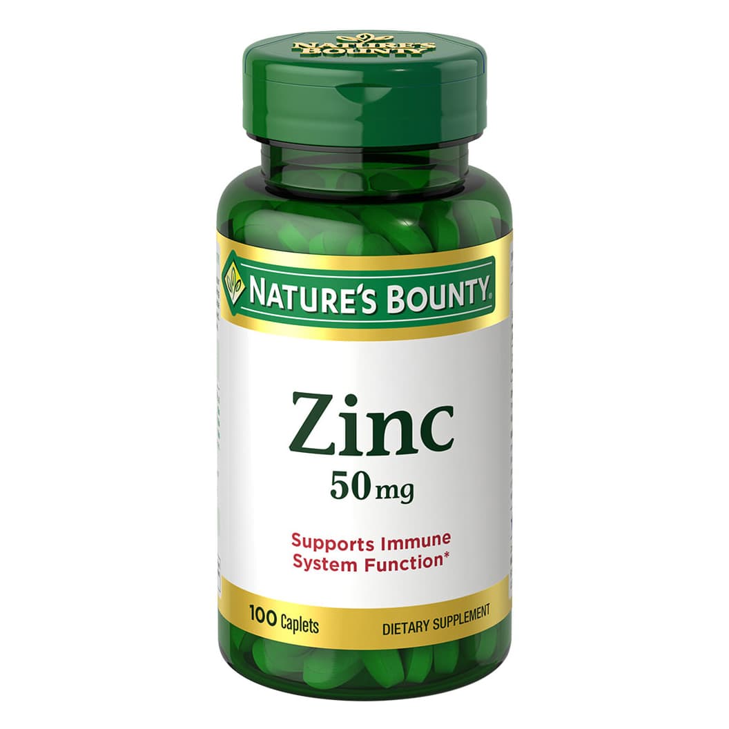 Nature's Bounty Zinc Caplets, 50mg - Bottle of 100 - Image 1