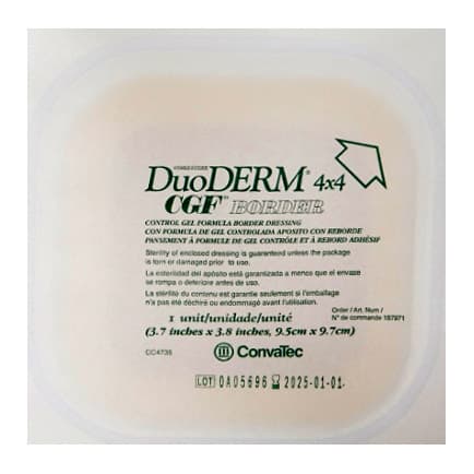 ConvaTec DuoDERM CGF Adhesive Border Hydrocolloid Dressing 4" x 4" - Image 1