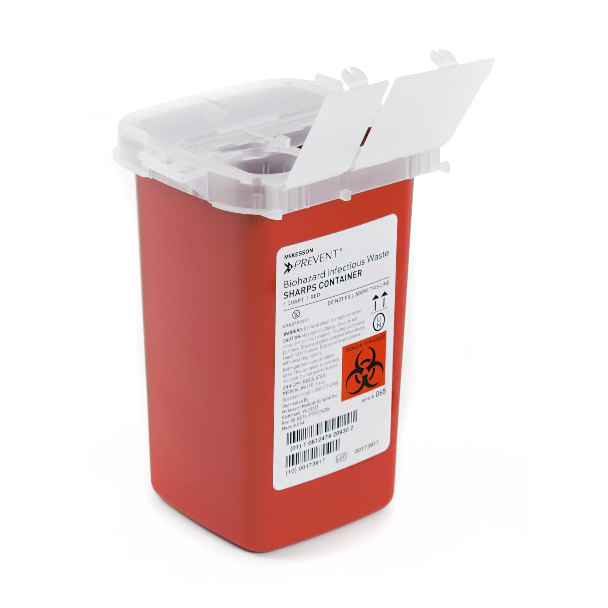McKesson Prevent Red Base Sharps Container, Vertical Entry - Image 1