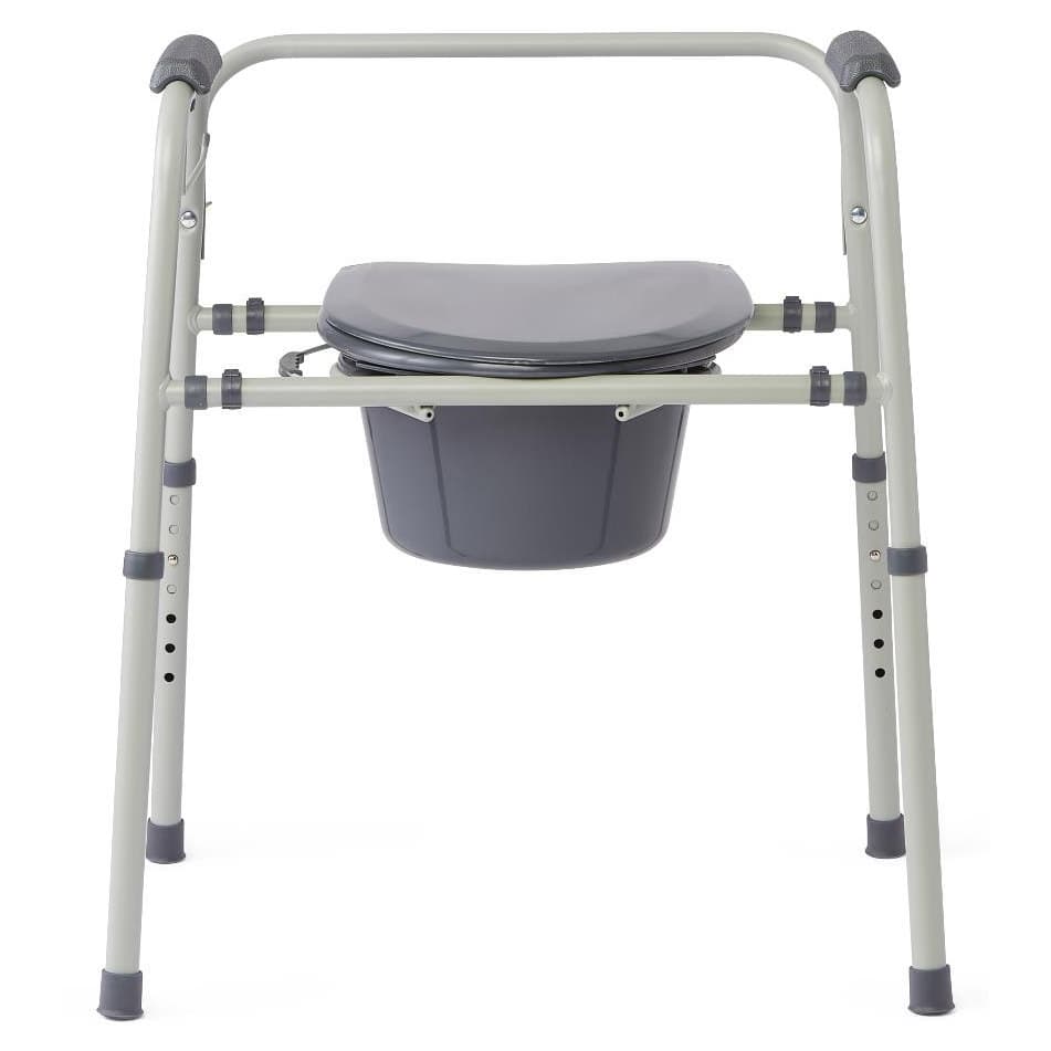 Medline Knockdown Bedside Commode with Microban, Gray - Image 1