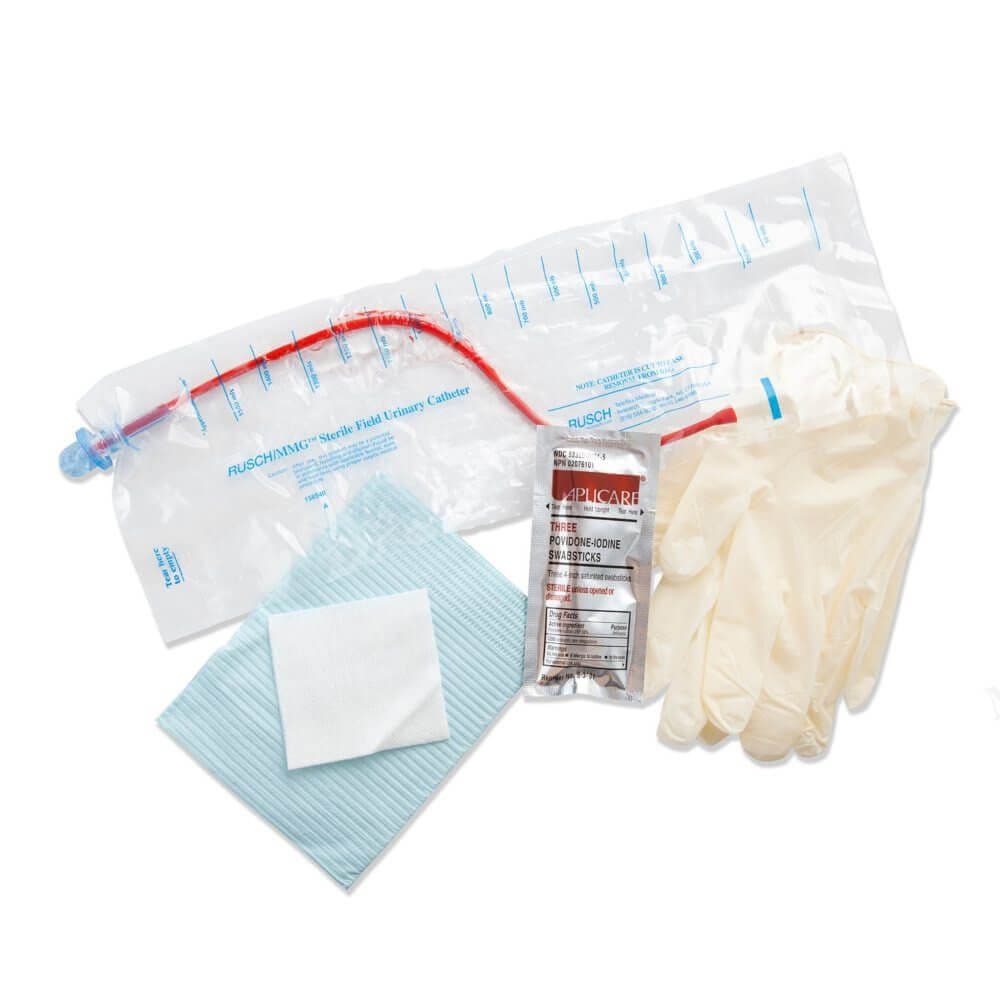 Rusch MMG Intermittent Red Rubber Catheter Closed System Kit, 12 Fr - Box of 100 - Image 1