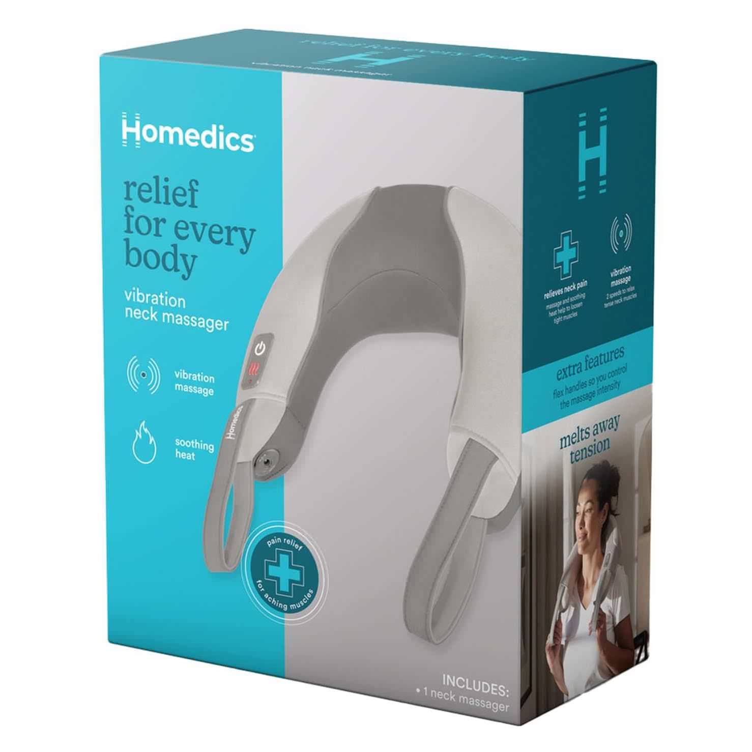 HoMedics Pro Therapy Hand-Held Vibration Neck Massager with Heat, Gray - Each - Image 1