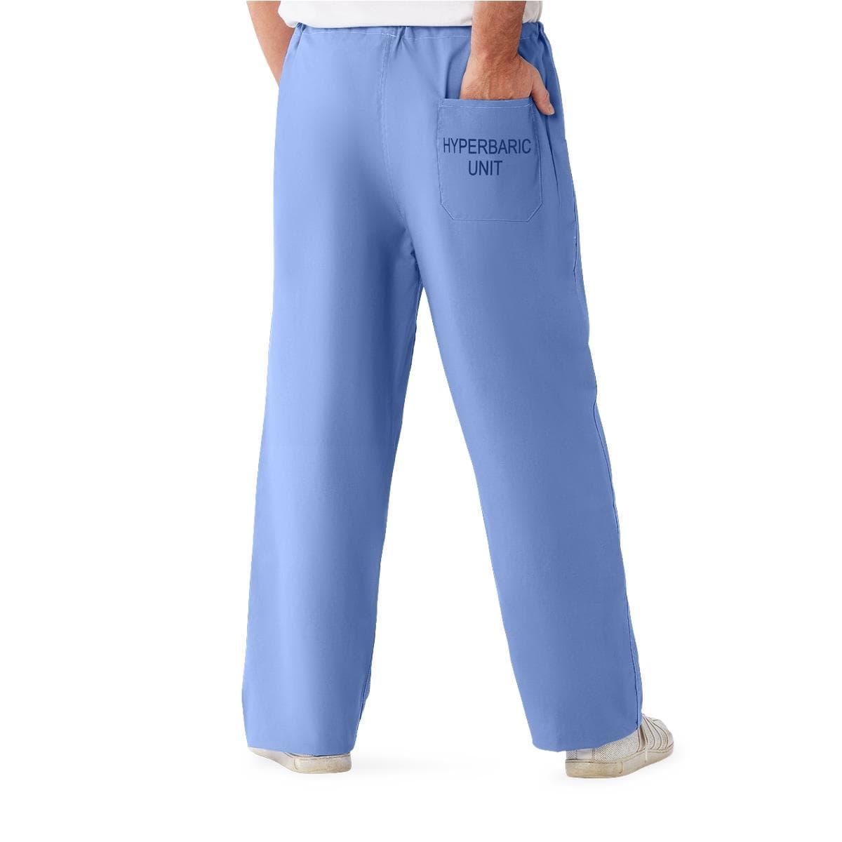 Medline CottonCare Unisex Hyperbaric 1-Pocket Scrub Pants with Drawstring Waist, Ceil Blue, XLarge - Each - Image 1