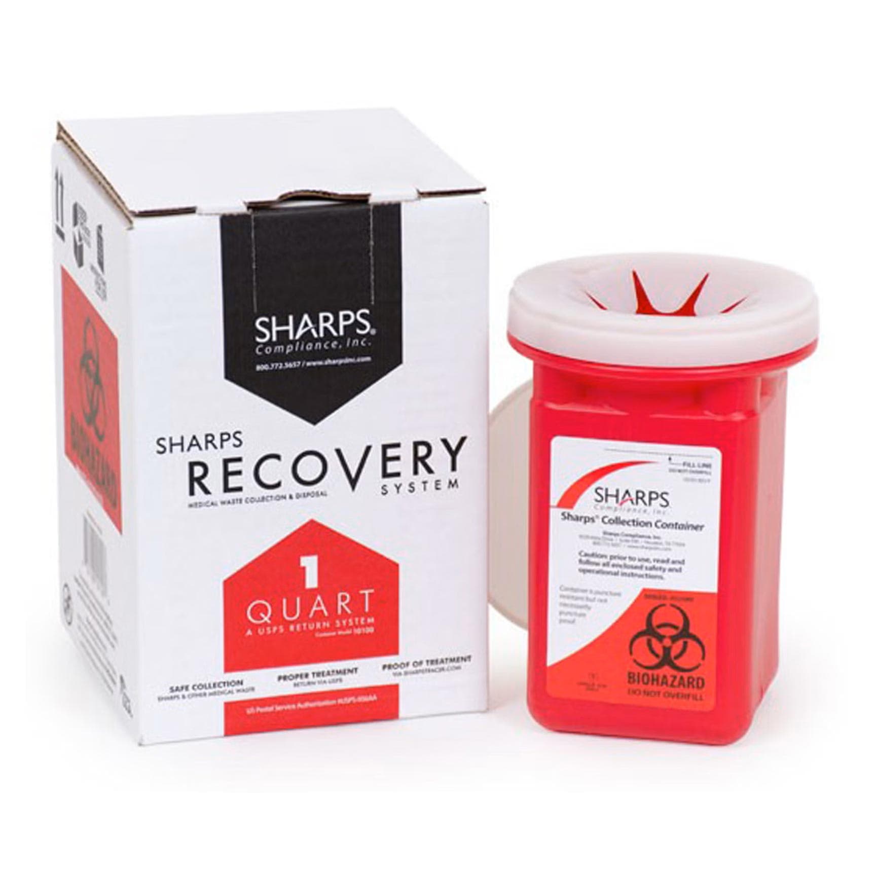 Sharps Recovery System Mailback Sharps Container, 1-Quart - Each - Image 1