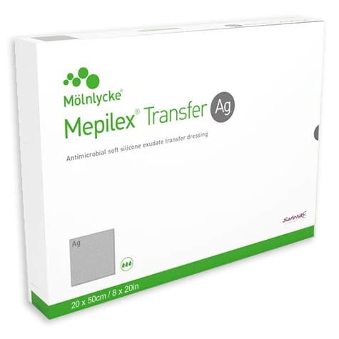 Mepilex Transfer Ag Soft Silicone Exudate Transfer Dressing, 8 x 20 Inch - Case of 12 - Image 1