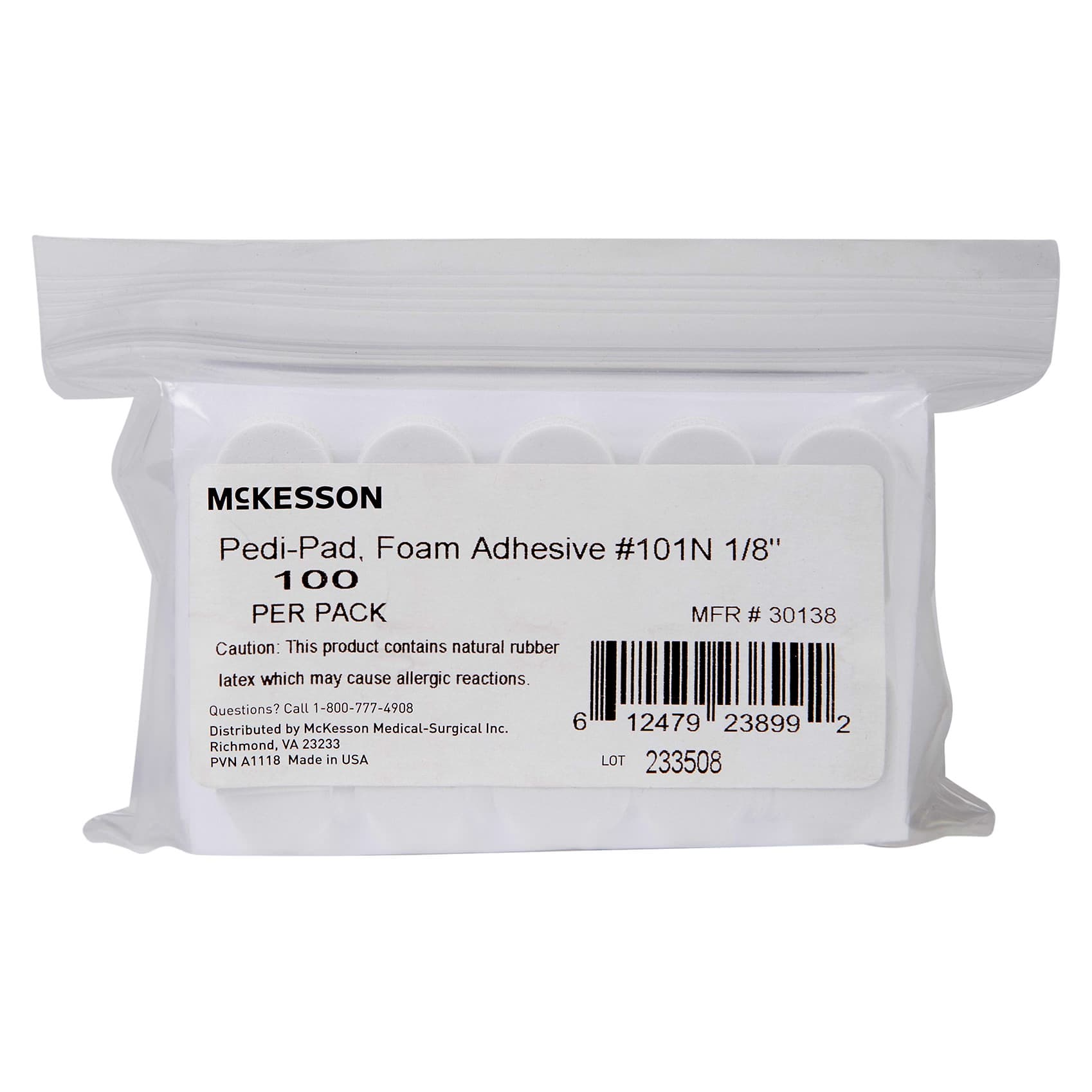 McKesson Pedi-Pad Protective Pad White Adhesive Foot, Size 101-Narrow, 1/8 Inch Thick - Case of 1000 - Image 1