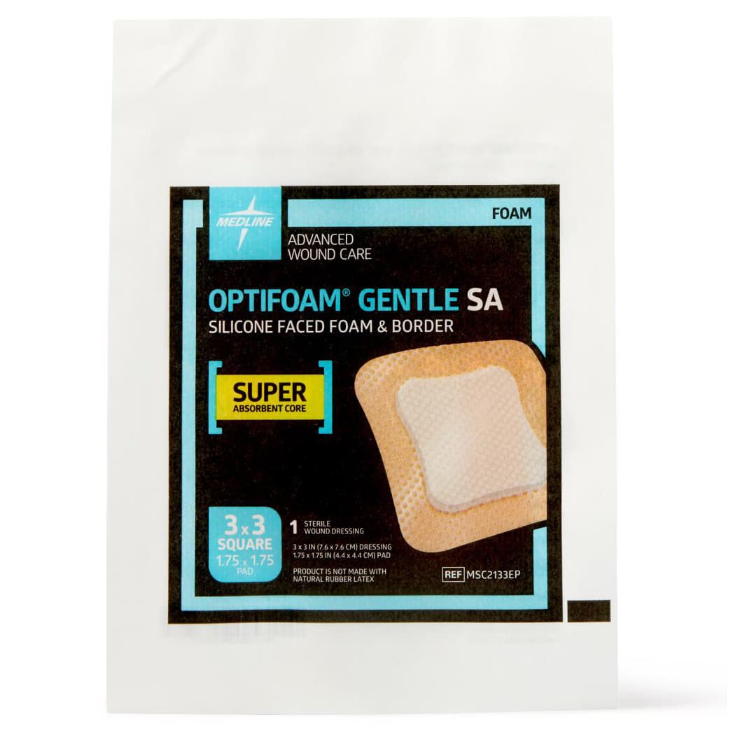 Optifoam Gentle Sa Silicone-Faced Foam Dressing, Sterile, 3 x 3 Inch - Each - Image 1