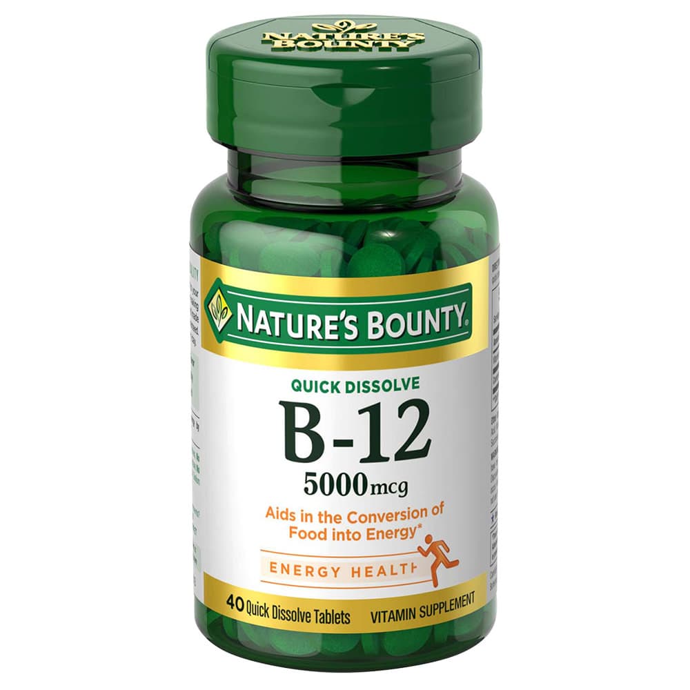 Nature's Bounty B-12 Tablet, Cherry, 5000 mcg - Bottle of 40 - Image 1