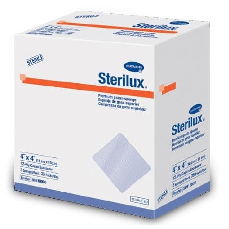 Sterilux Premium 12-Ply Gauze Sponge, Sterile, 4 x 4 Inch - Box of 25 - Image 1