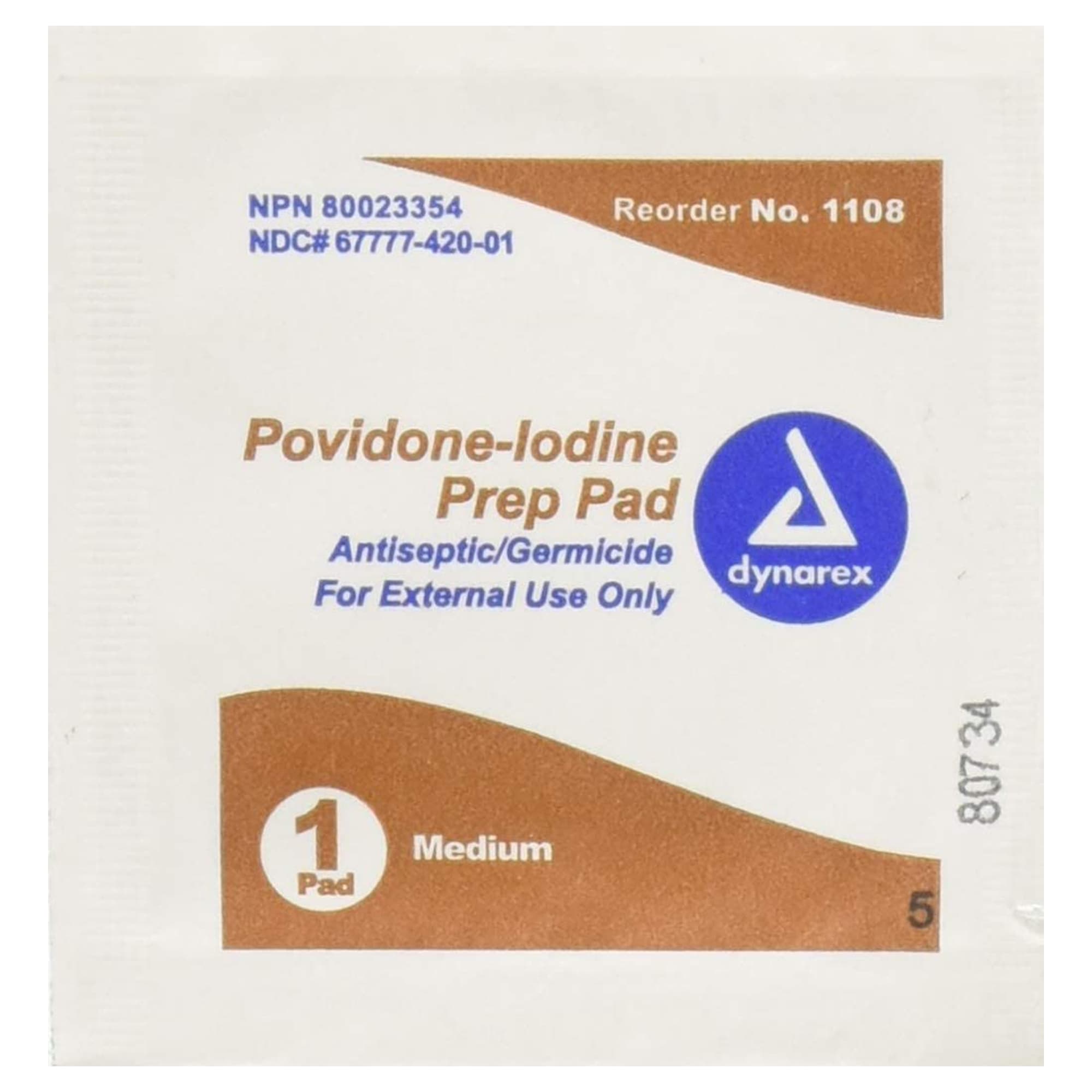 Dynarex Povidone Iodine Prep Pads - Each - Image 1