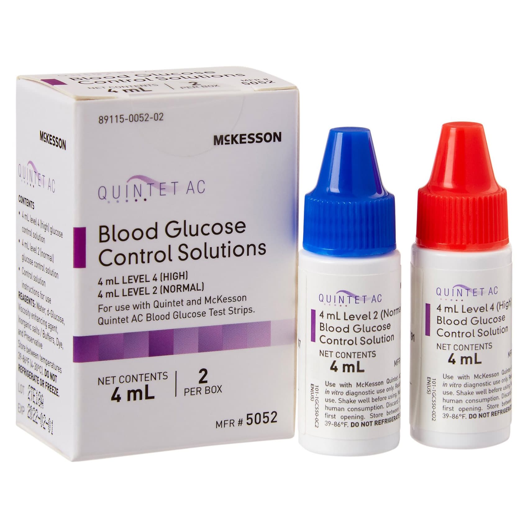 McKesson Quintet AC Blood Glucose Control Solution, 2 x 4 mL - Case of 200 - Image 1