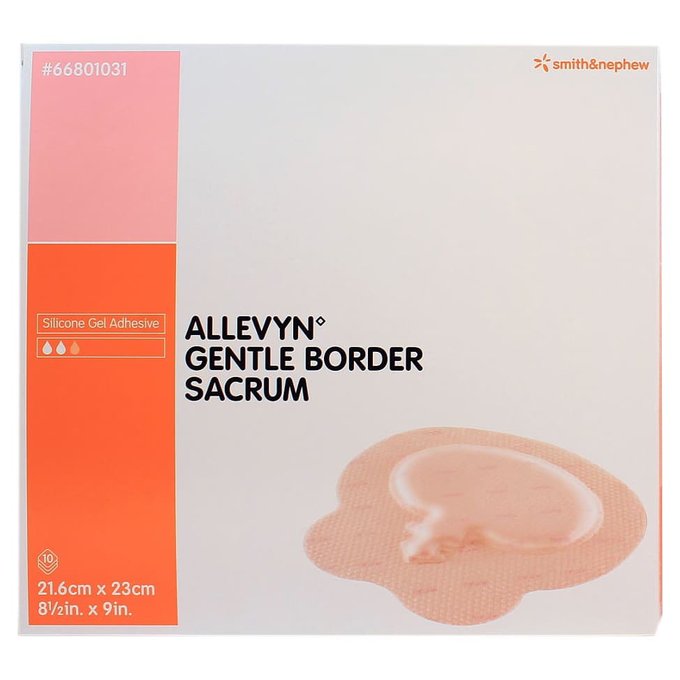 Allevyn Gentle Border Sacrum Dressing, 8-1/2 x 9 Inch - Case of 60 - Image 1