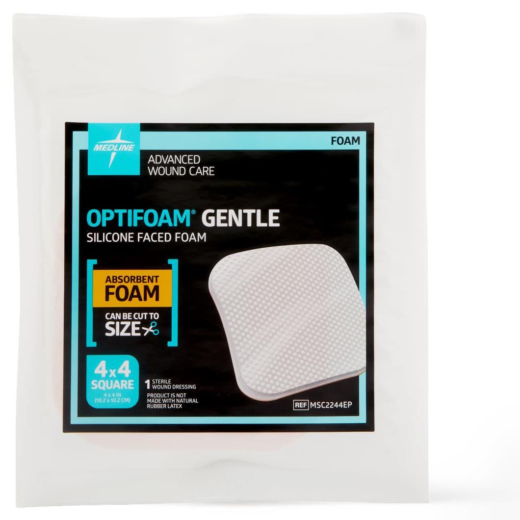 Optifoam Gentle Non-bordered Silicone-faced Foam Dressing, Sterile, 4 x 4 Inch - Each - Image 1